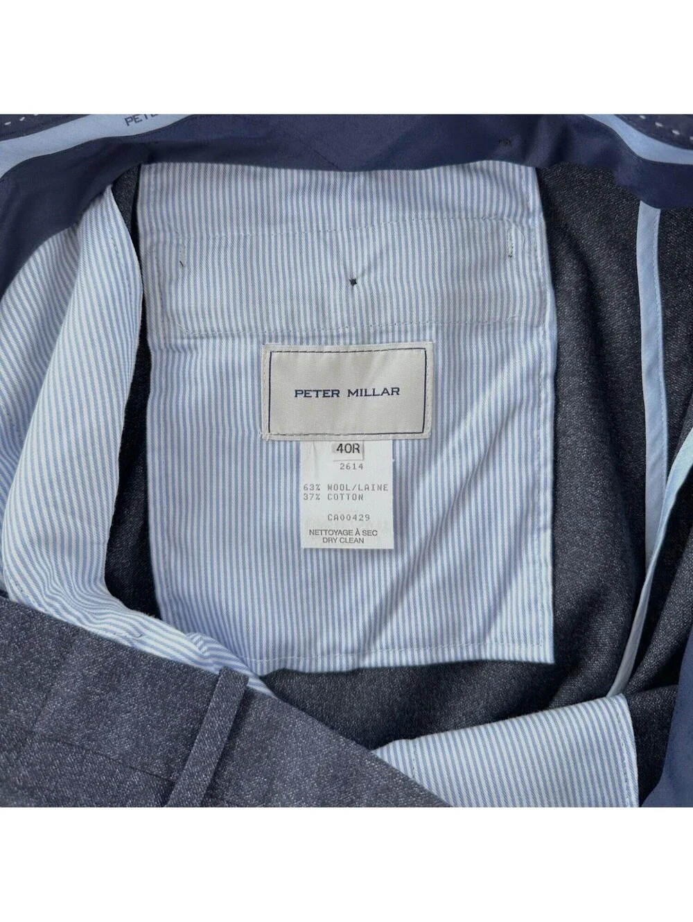 NEW Peter Millar Harker Navy Blue Stretch Trouser Flat Front Pants 40 R